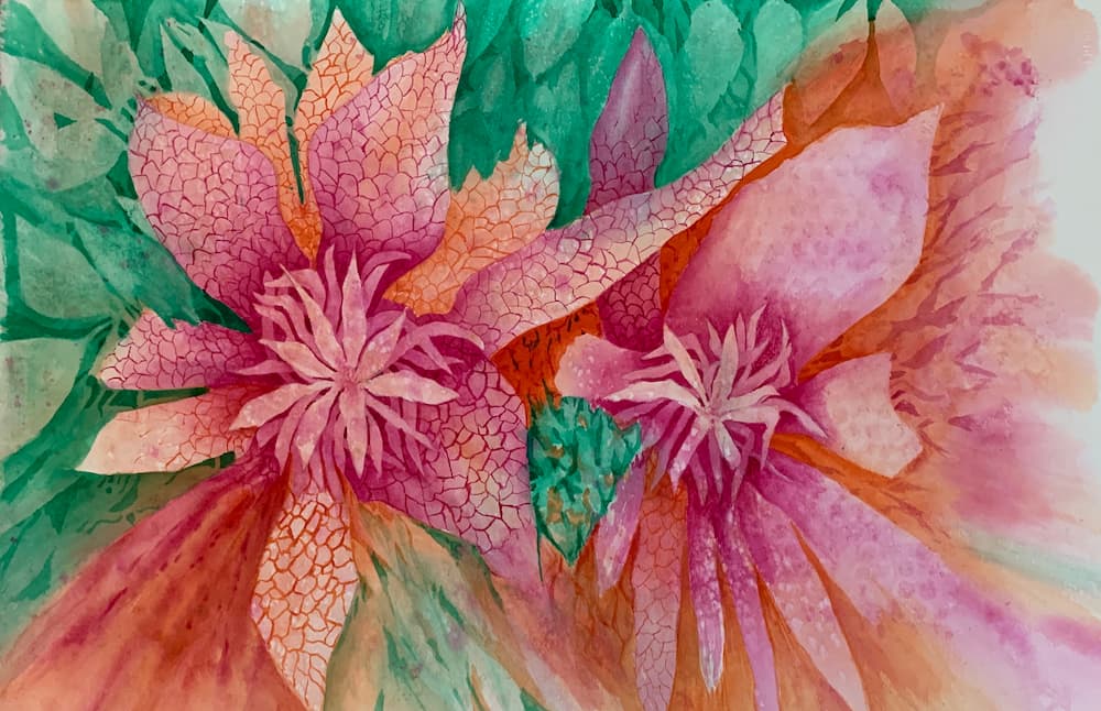 15x22 watercolor of two flowers 