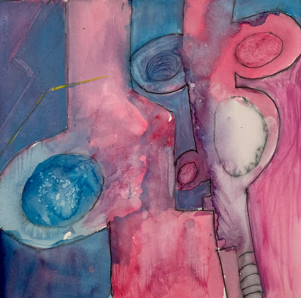 pink purple keys abstract art